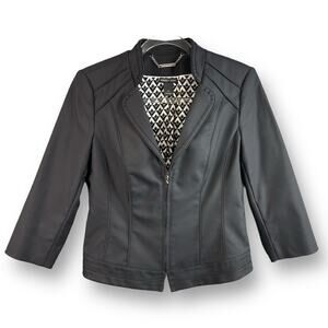 Perfect Form Womens Jacket Size 6 Black Full Zip Front